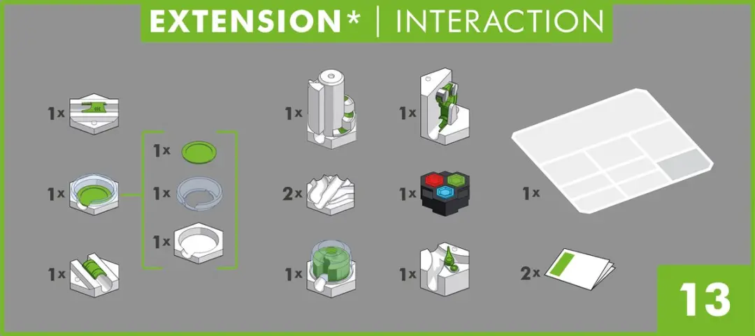 GraviTrax Power Extension Interaction - 13-delige set - Groen/Zilver