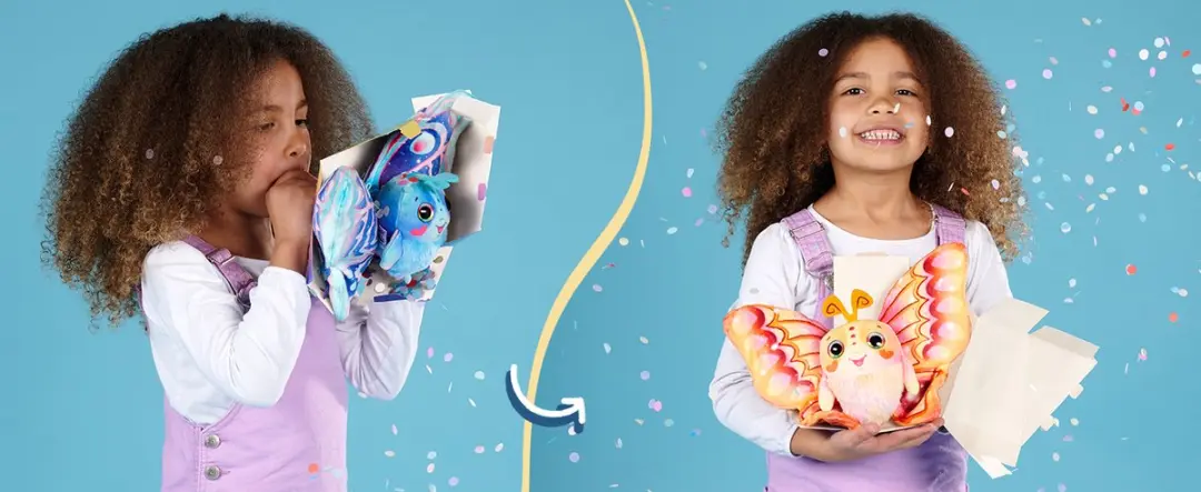 Simba Fluffyfly Knuffel - Magische Opblaasvlinder 30cm - Multicolor