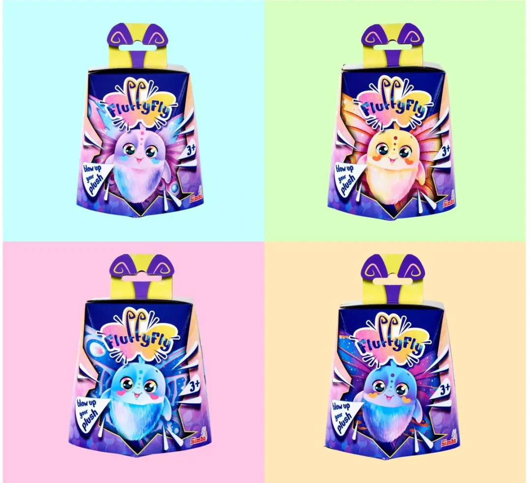 Simba Fluffyfly Knuffel - Magische Opblaasvlinder 30cm - Multicolor