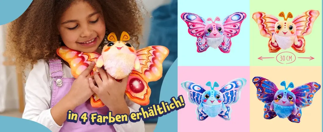 Simba Fluffyfly Knuffel - Magische Opblaasvlinder 30cm - Multicolor
