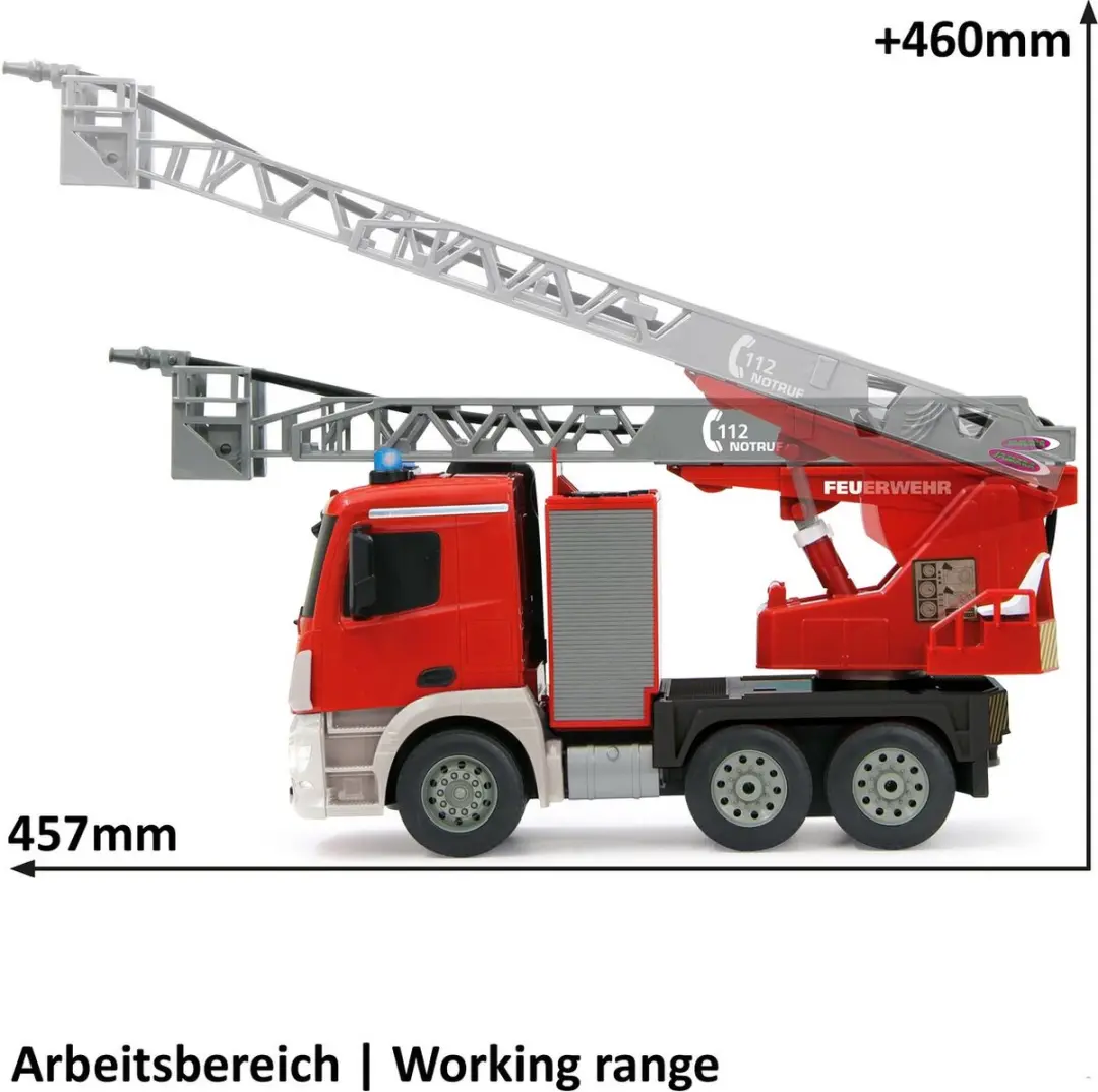 Jamara 404960 RC Ladder Brandweerwagen Mercedes-Benz Antos - 1:20 - Multi