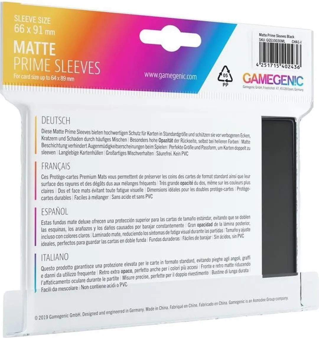 Gamegenic 100 Black Cards Sleeves - GAM000191