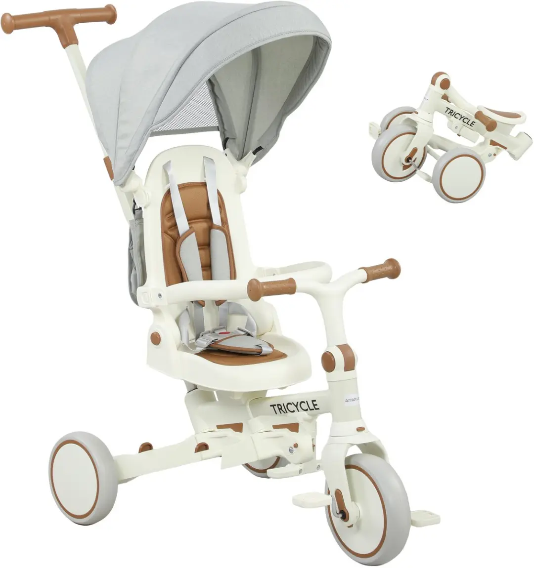 AIYAPLAY Kinderdriewieler Aluminiumlegering 96,5L x 49B x 101H cm Roomwit