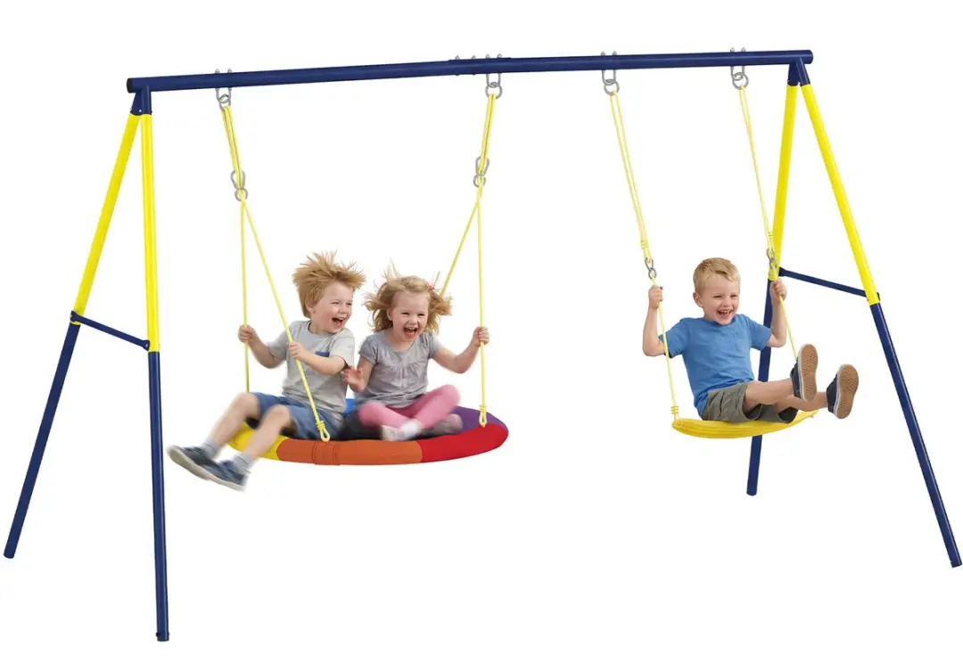 Aiyaplay Kinderschommel-Staal, Oxford-stof-265L x 160B x 178H cm-Meerkleurig