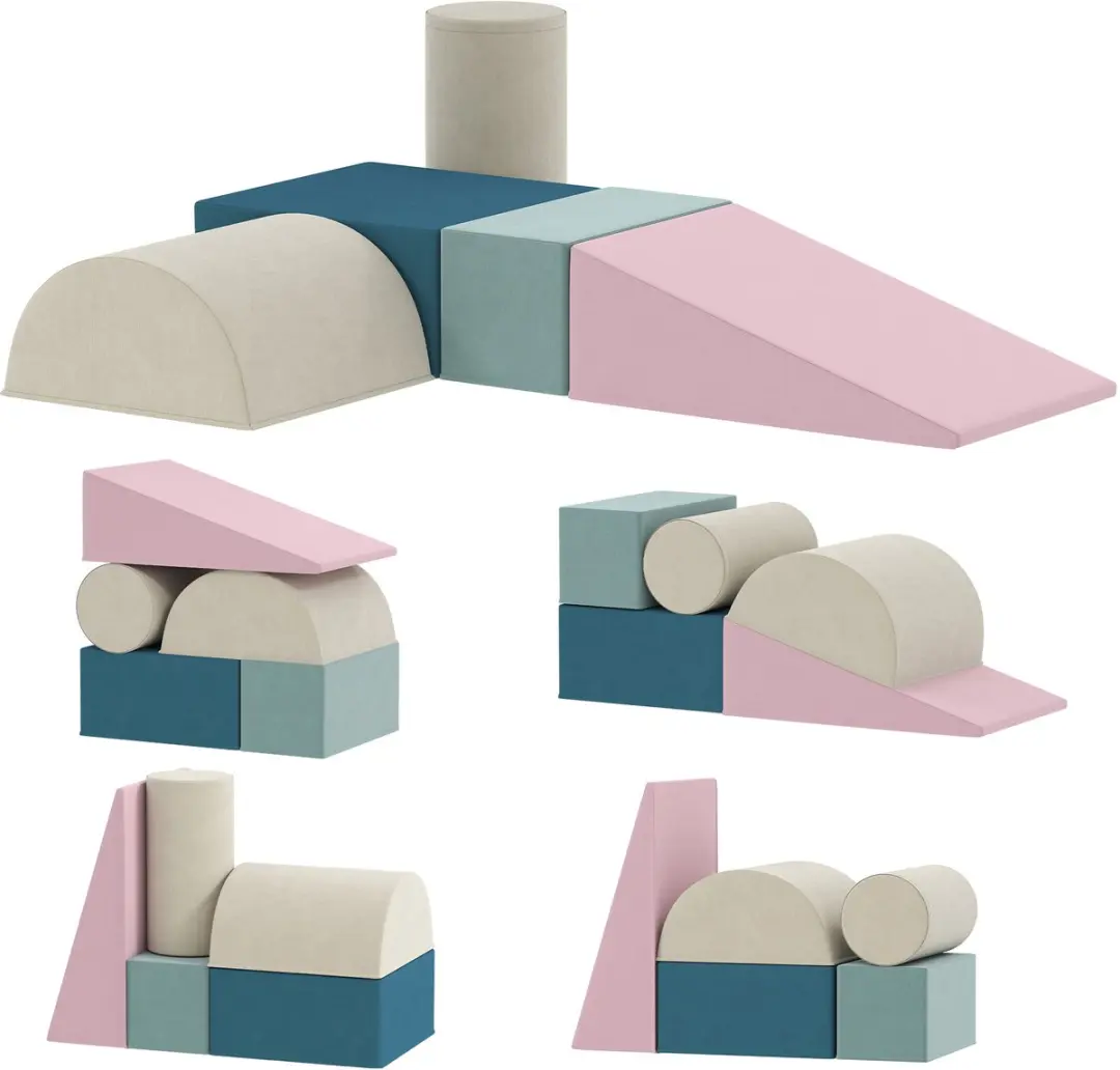 AIYAPLAY Kids Soft Play Set-Samt, 30D PU-Schaum-61L x 41B x 60H cm-Mehrfarbig