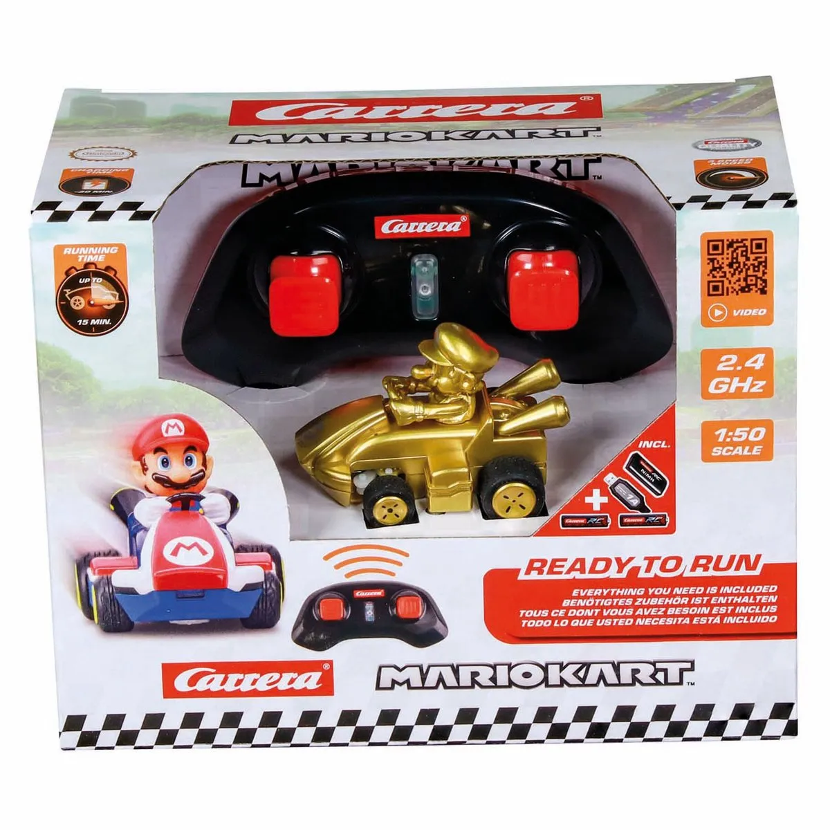 Carrera RC Auto Mini Gold Mario CAR370430031 - 6,2cm - 2,4GHz