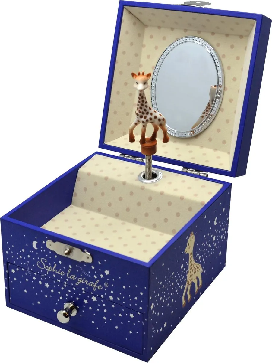 Sophie de Giraf Muziekdoos Stars - 10,5x10,5x8,5cm - Blauw
