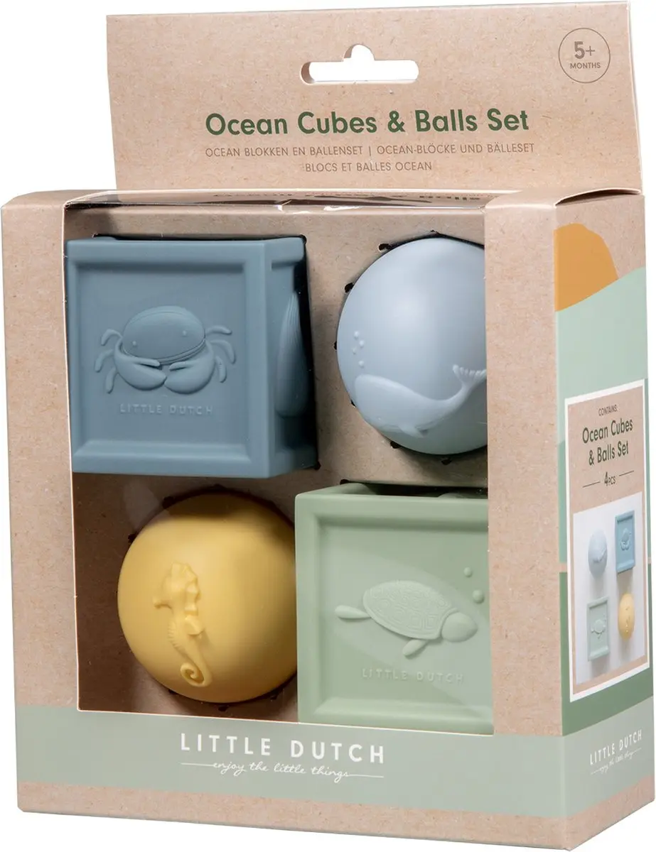 Little Dutch Ocean Baby Blokken met Ballen - Geel/Blauw/Groen
