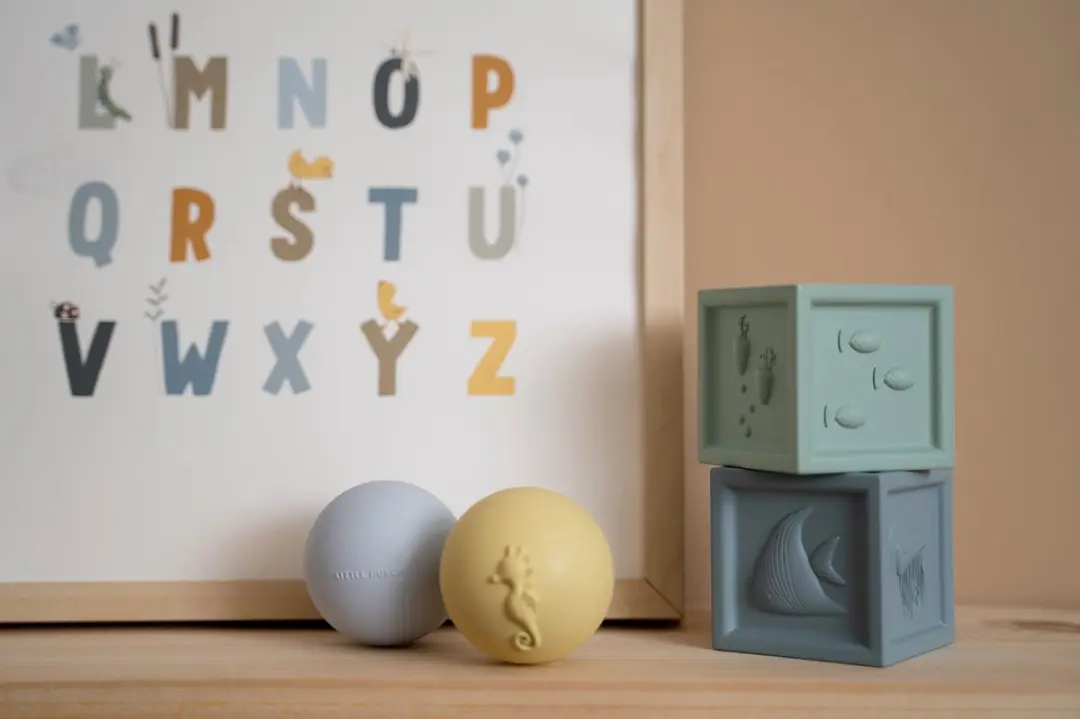Little Dutch Ocean Baby Blokken met Ballen - Geel/Blauw/Groen