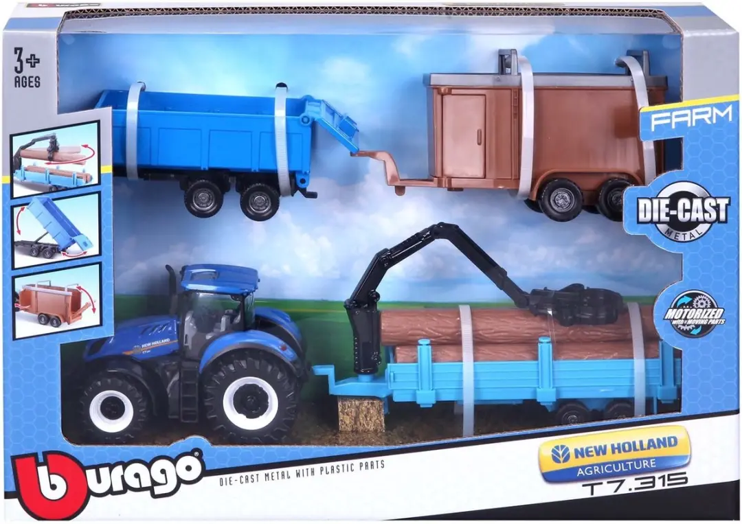 Bburago New Holland T7.315 Modelauto 1:32 - Blauw