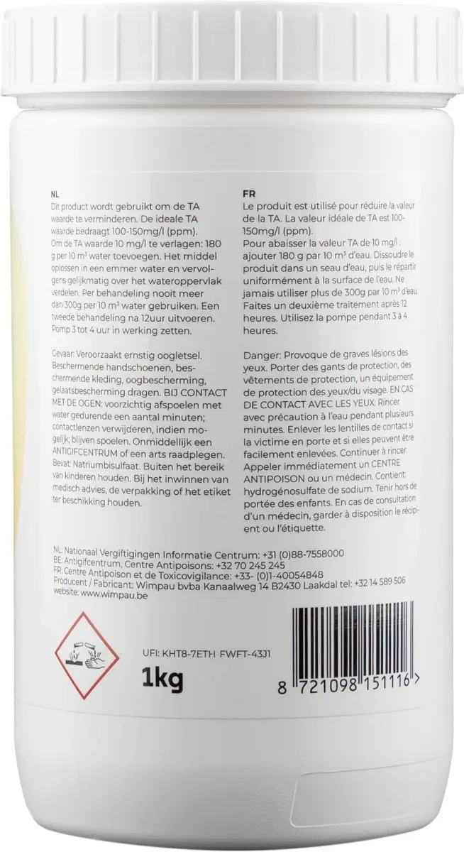 W'eau TA Alkaliteit 1kg - STKY-00049402
