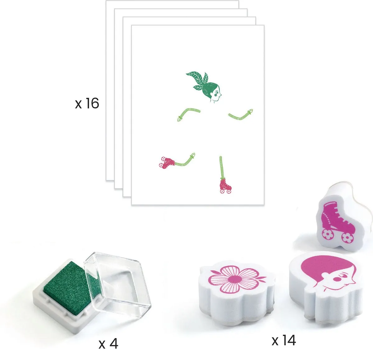 Djeco Flower Girls Stempelpakket - 34-delig Multicolor