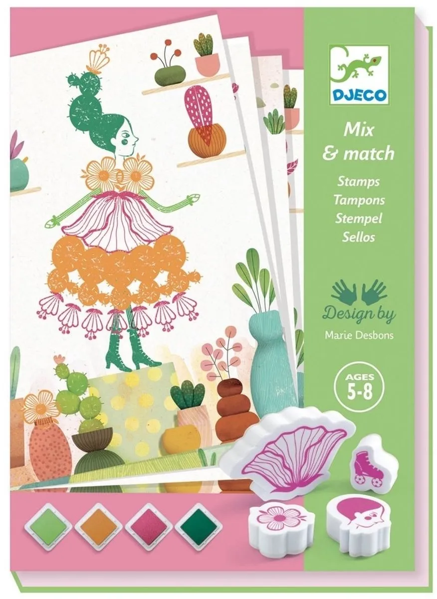 Djeco Flower Girls Stempelpakket - 34-delig Multicolor