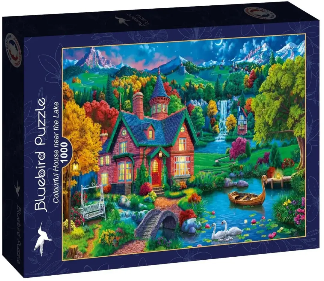 Bluebird Puzzle legpuzzel kleurrijk huis aan het meer