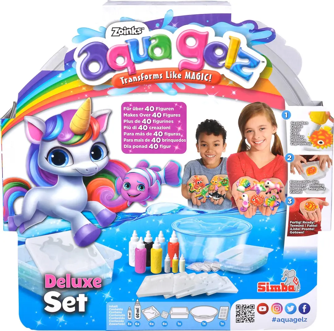 Aqua Gelz Deluxe Set -De set bevat 9 flesjes kleurgel met basiskleuren, glitterk