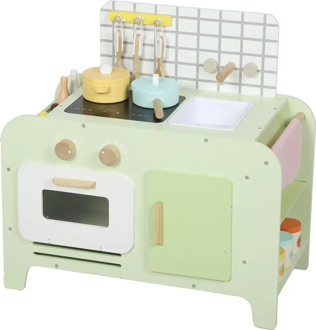 AIYAPLAY Kids Kitchen Playset MDF 60L x 31,6B x 58H cm Groen
