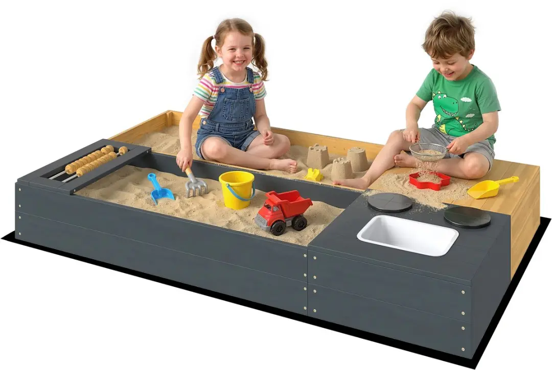 AIYAPLAY Kinderspeelstation-Grenenhout, kunststof-150L x 90B x 19,5H cm-Geel