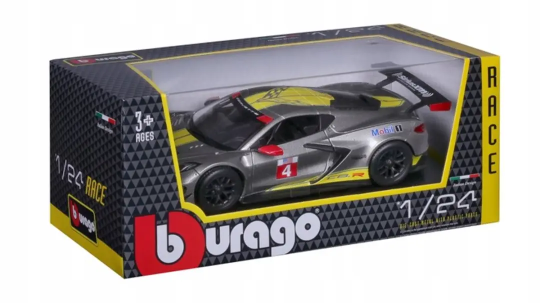 Bburago Chevrolet Corvette C8.r - Geel - afbeelding 2 van 3