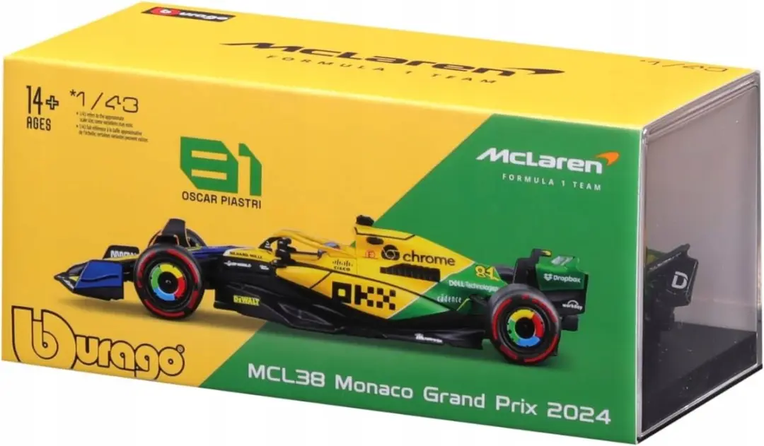 Bburago F1 McLaren MCL38 2024 Modelauto - Norris/Senna Livery - afbeelding 2 van 5