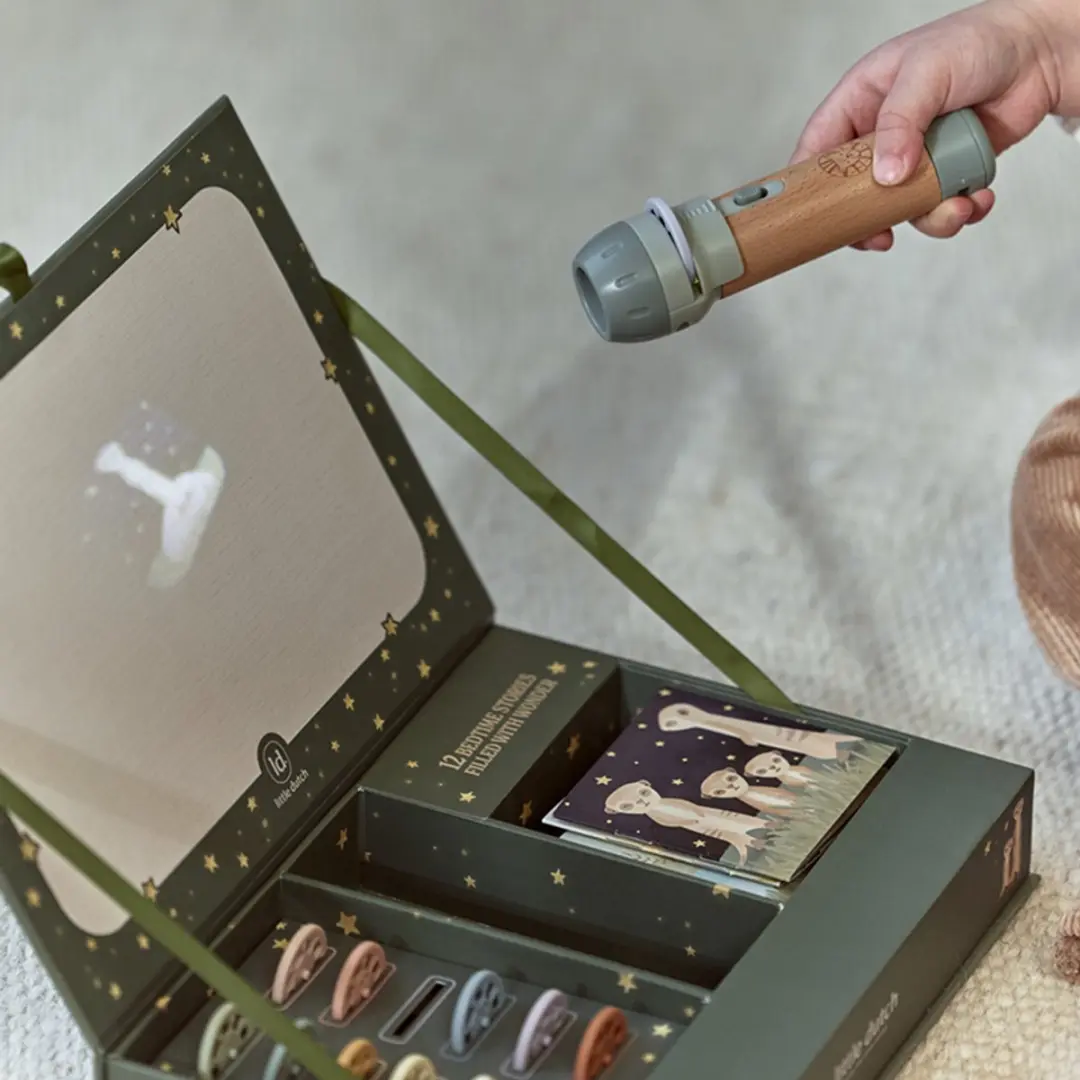 Little Dutch Verhalen Projector Zaklamp Safari Friends - Groen