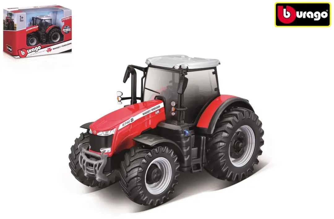 Bburago Massey Ferguson 8740S Modelauto 10cm - Rood - afbeelding 2 van 3