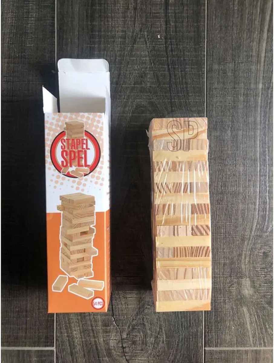 Koopman Stapeltorenspel Hout 54 Stenen - Meerkleurig - afbeelding 5 van 5