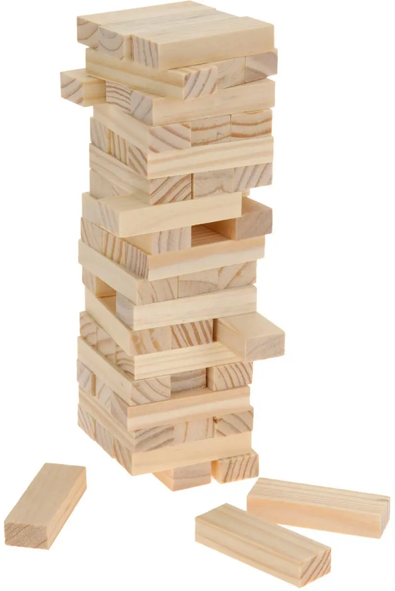 Koopman Stapeltorenspel Hout 54 Stenen - Meerkleurig - afbeelding 3 van 5