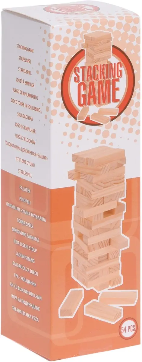 Koopman Stapeltorenspel Hout 54 Stenen - Meerkleurig - afbeelding 2 van 5