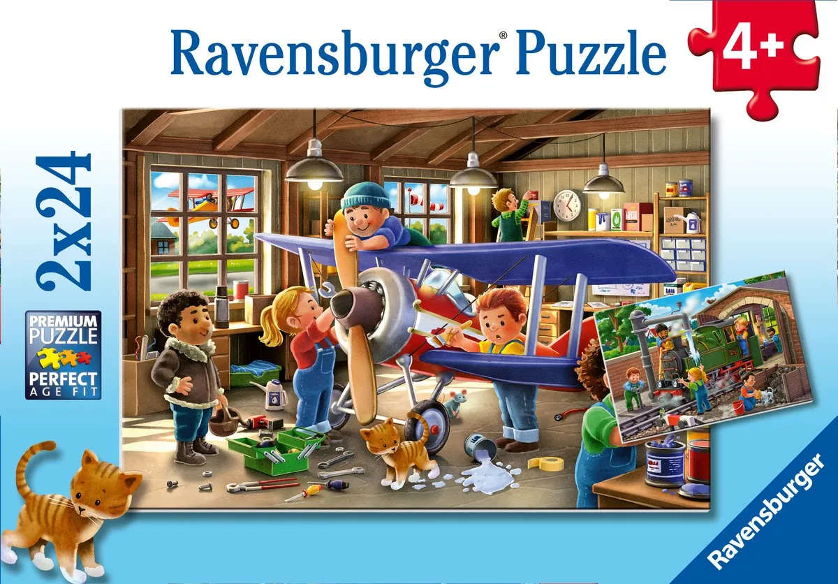 Ravensburger Airplane & Train Repair 2x24-delige Legpuzzel - 48 Stuks - afbeelding 6 van 6