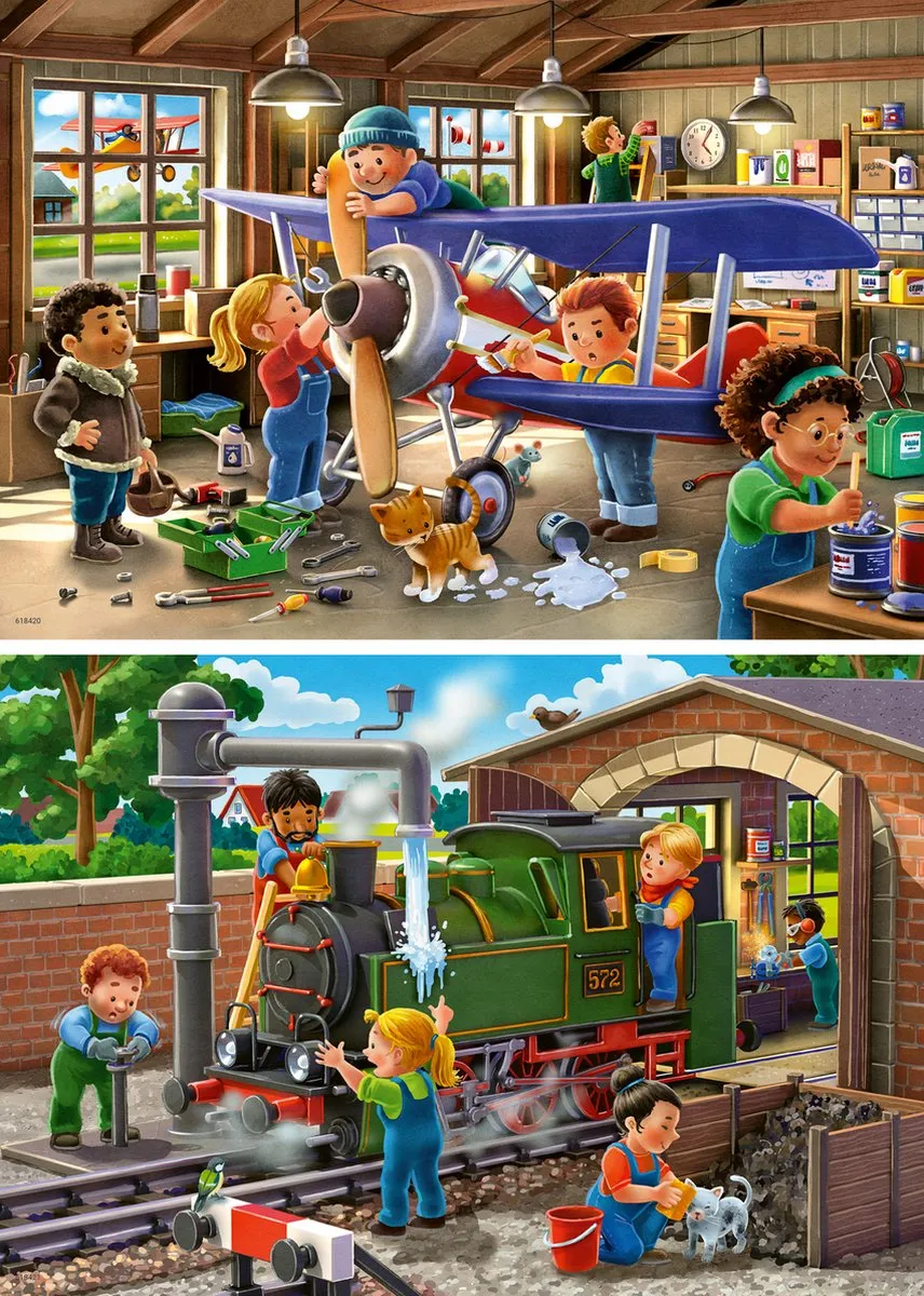 Ravensburger Airplane & Train Repair 2x24-delige Legpuzzel - 48 Stuks