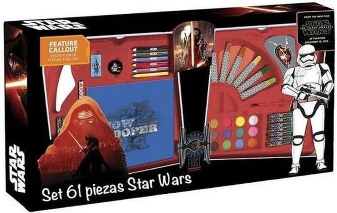 Tekenkoffer Schoolgerief Star Wars (61 pcs) waterverf stiften kleurpotloden