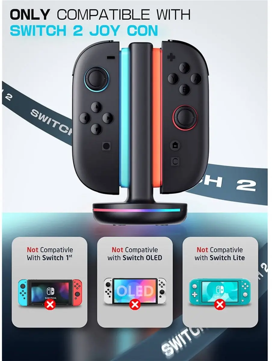 Supcase Joy-Con Oplaadstation 13536 - 4 Controllers - USB-C - RGB LED