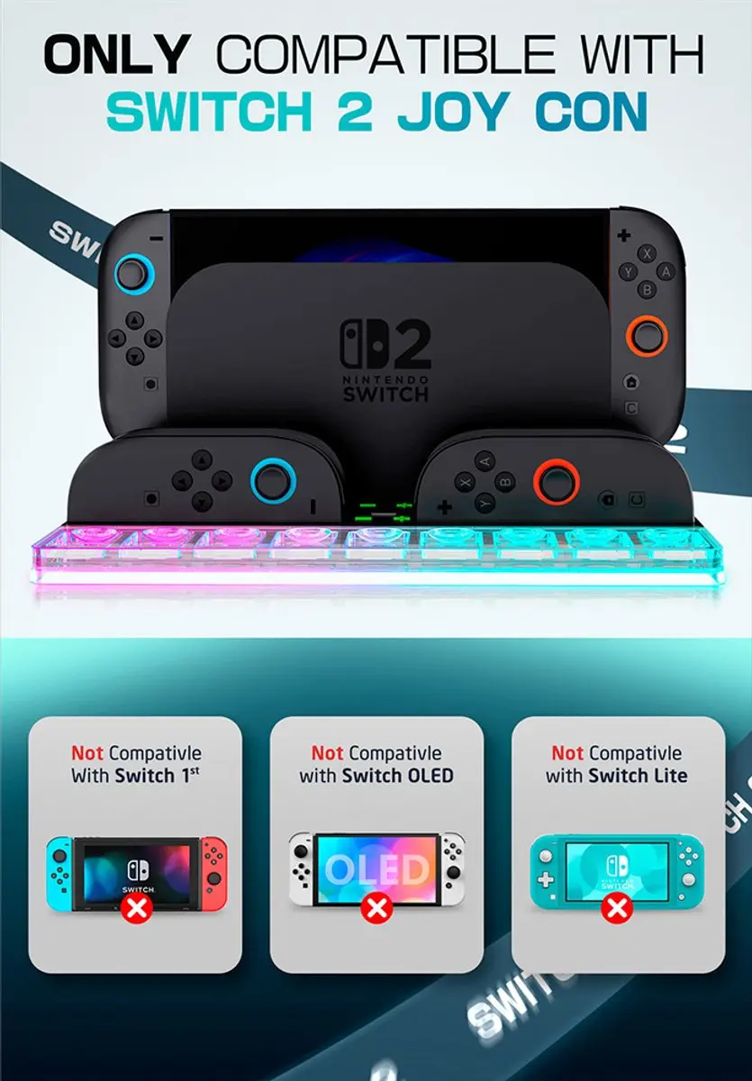Supcase Joy-Con Laad & Organizer Dock 13530 - Nintendo Switch 2 - 4 Controllers - 9 Gamecards