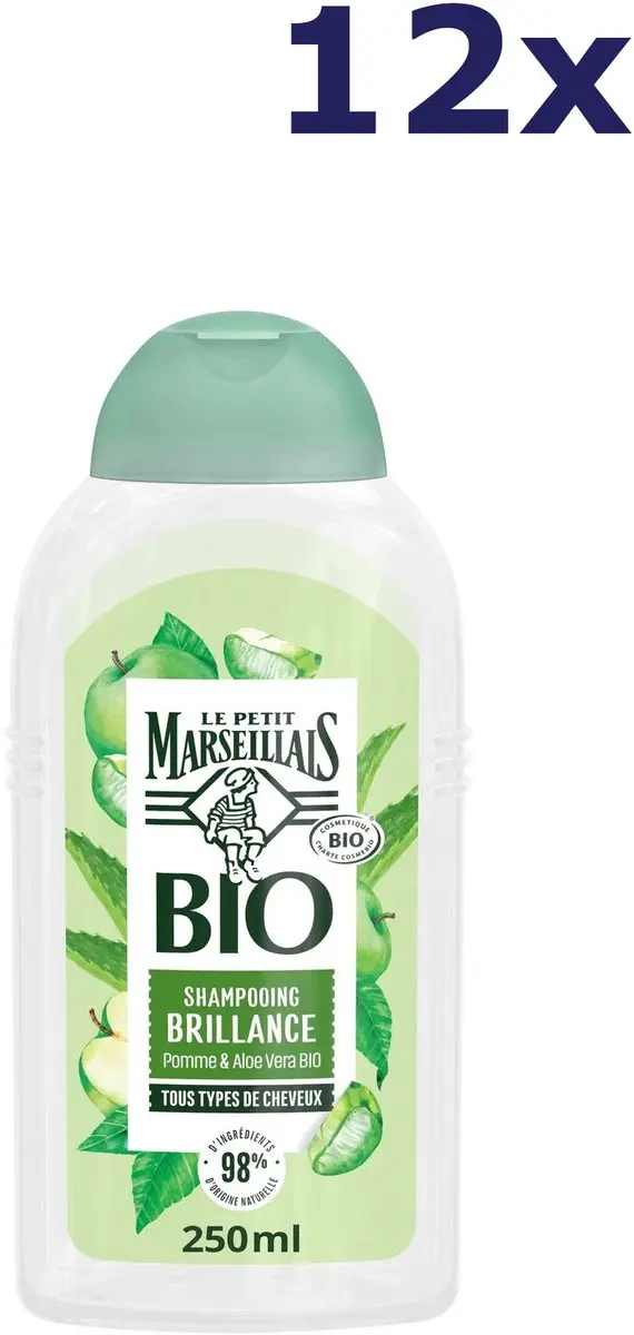 12x Le Petit Marseillais shampoo appel en aloe vera 240ML