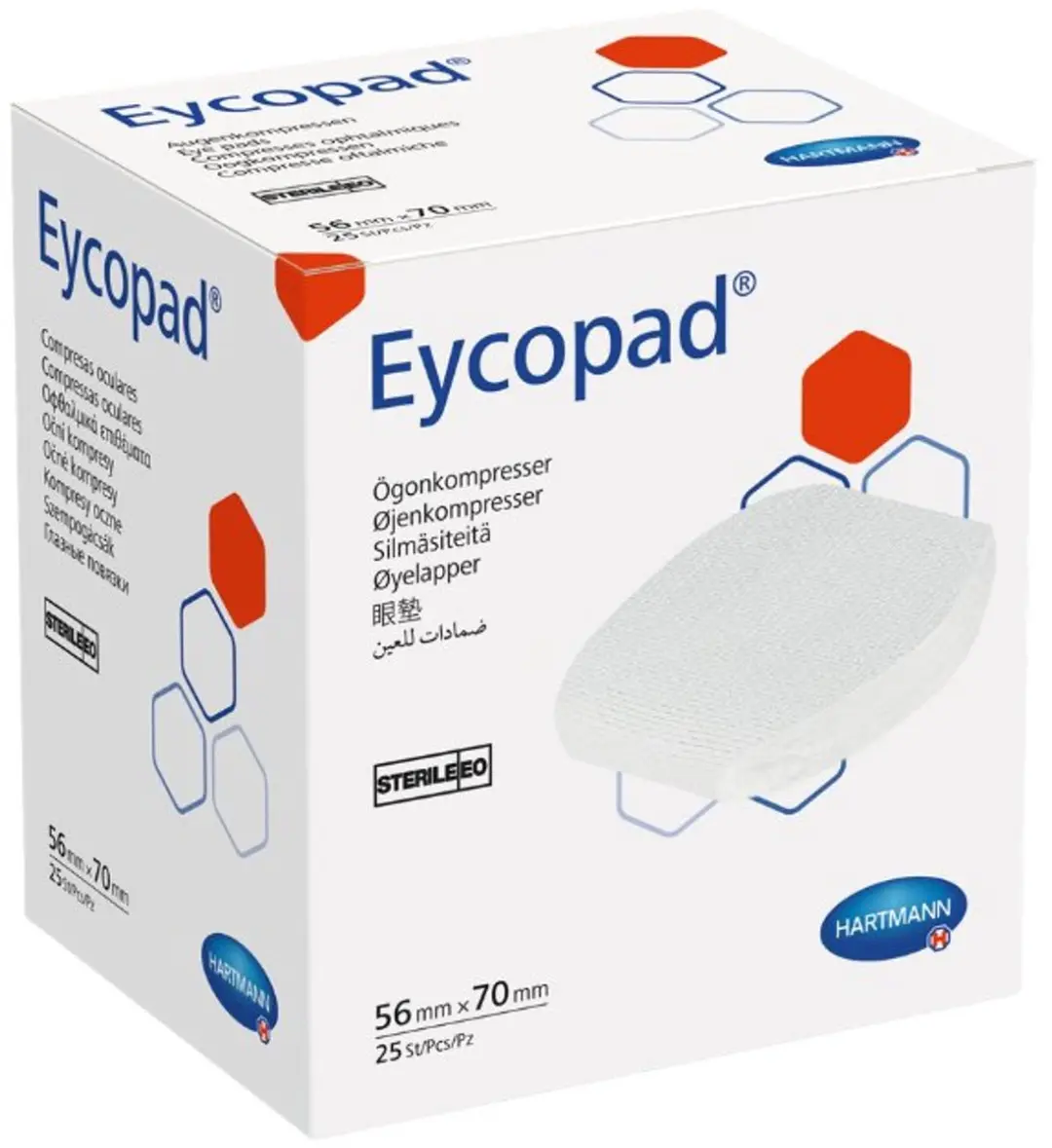 Hartmann Eycopad Oogkompressen ST56X70mm - 25 Stuks - Blauw