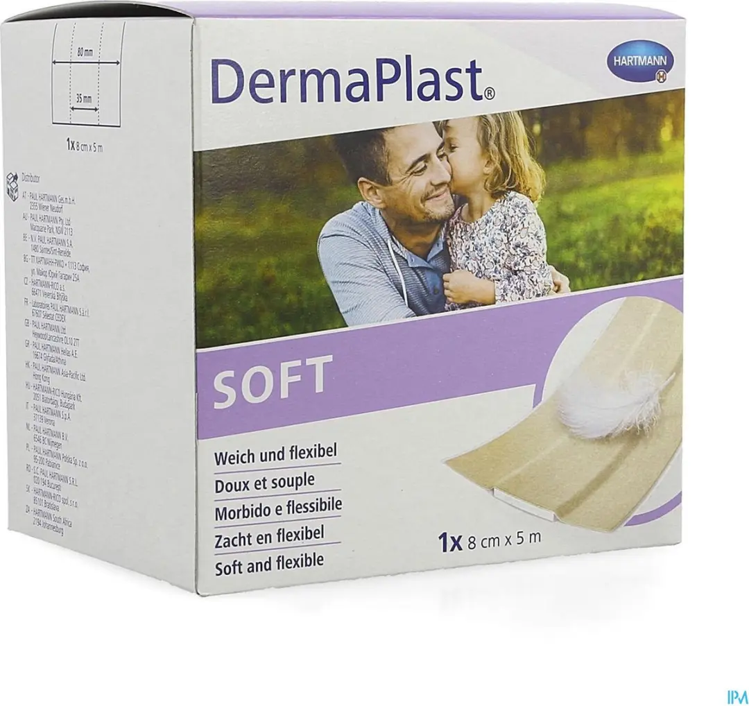 Hartmann Dermaplast Soft Wondpleister 8cmx5m - Beige