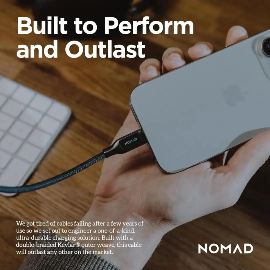 NOMAD Kevlar USB-C Kabel 0,3m - Carbide Transparent