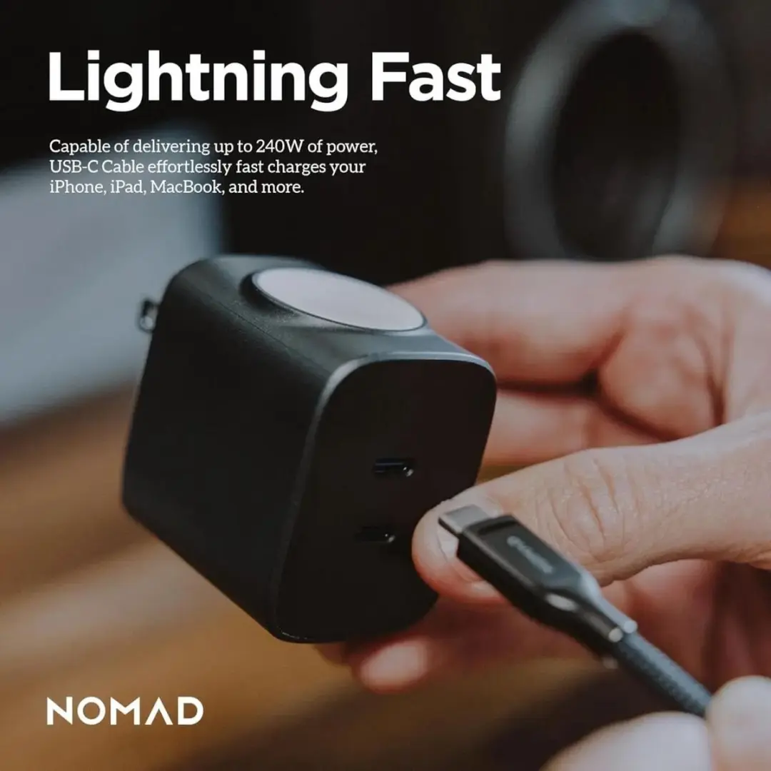 NOMAD Kevlar USB-C Kabel 0,3m - Carbide Transparent