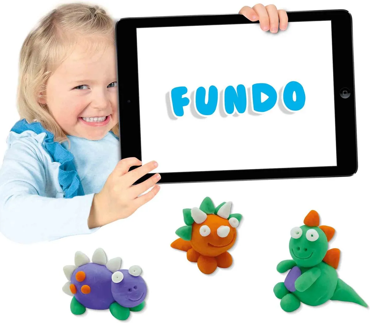 SES Creative FunDo Klei Dino's - 4 Stuks (3x90g + 40g) - Vegan & Glutenvrij
