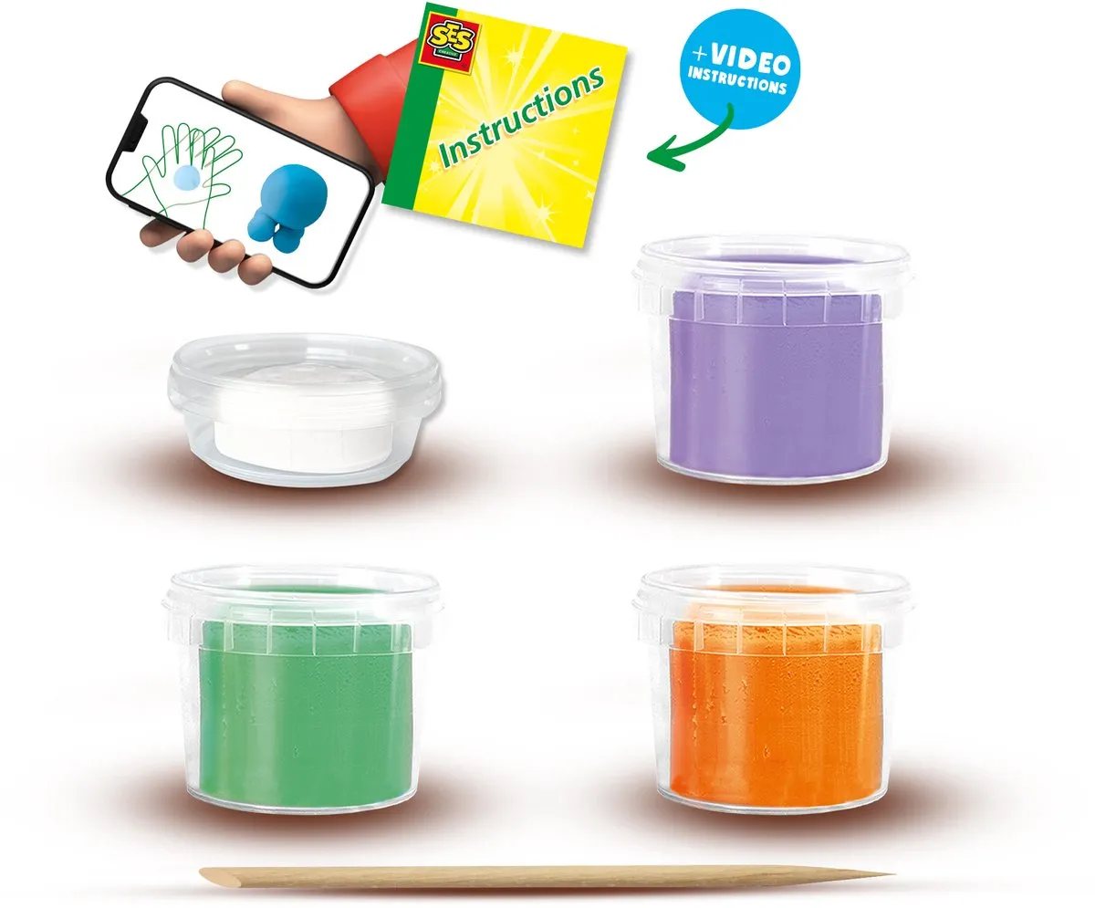 SES Creative FunDo Klei Dino's - 4 Stuks (3x90g + 40g) - Vegan & Glutenvrij