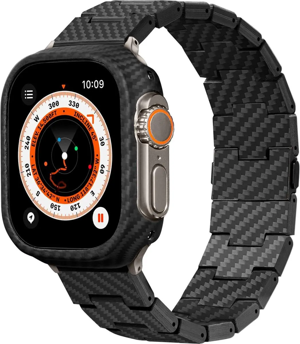Pitaka Carbon Fiber Apple Watch Band 42/44/45/49mm, zwart
