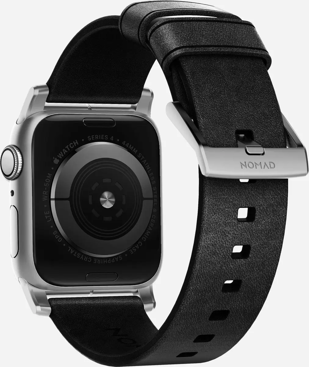 NOMAD Modern Lederen Band - Apple Watch 44/45/49mm - Zwart