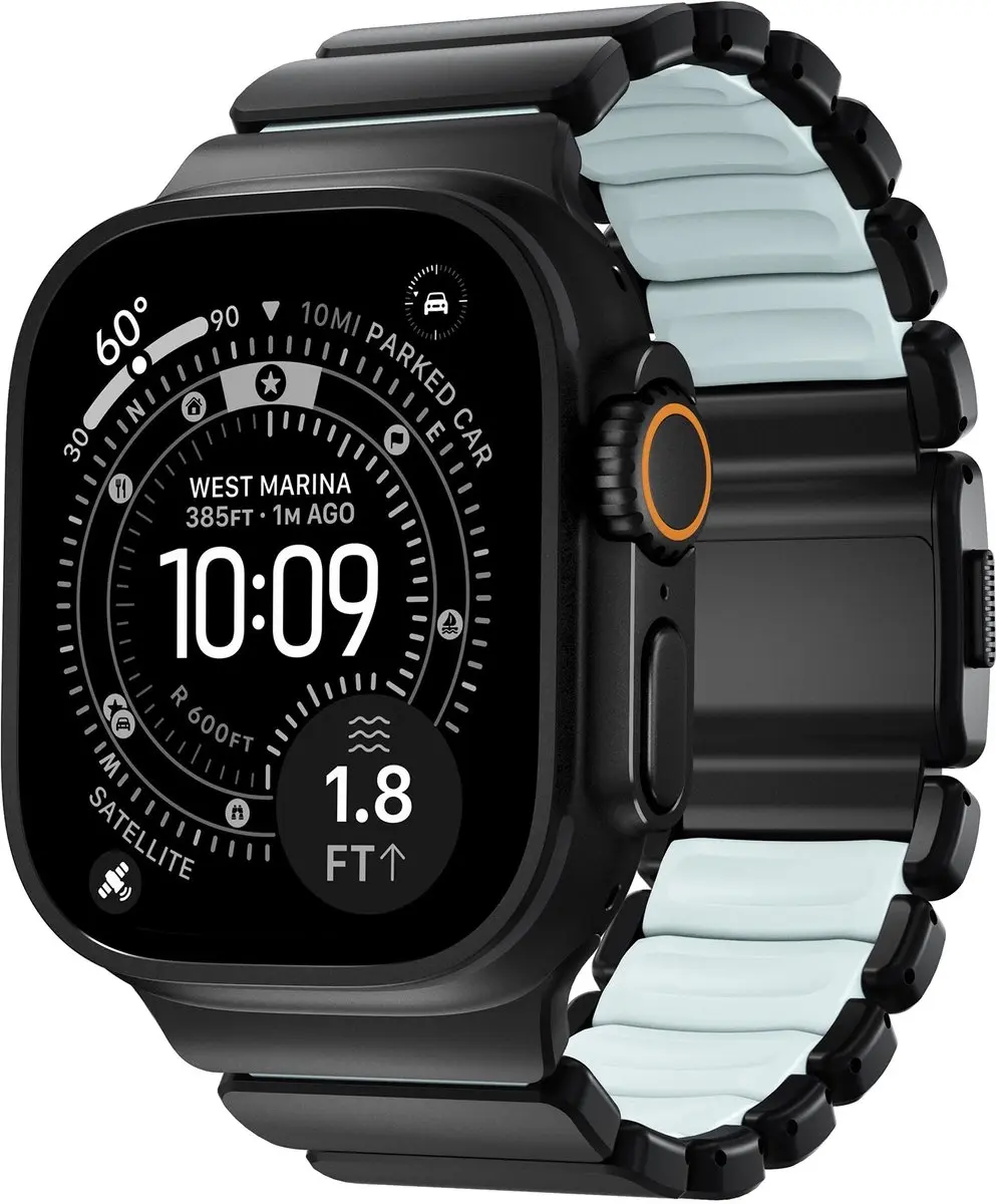 NOMAD Stratos Horlogeband Blauw - Titanium Hardware 45-49mm - Apple Watch