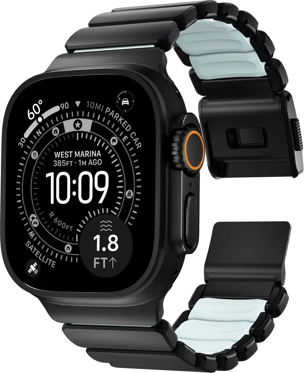 NOMAD Stratos Horlogeband Blauw - Titanium Hardware 45-49mm - Apple Watch