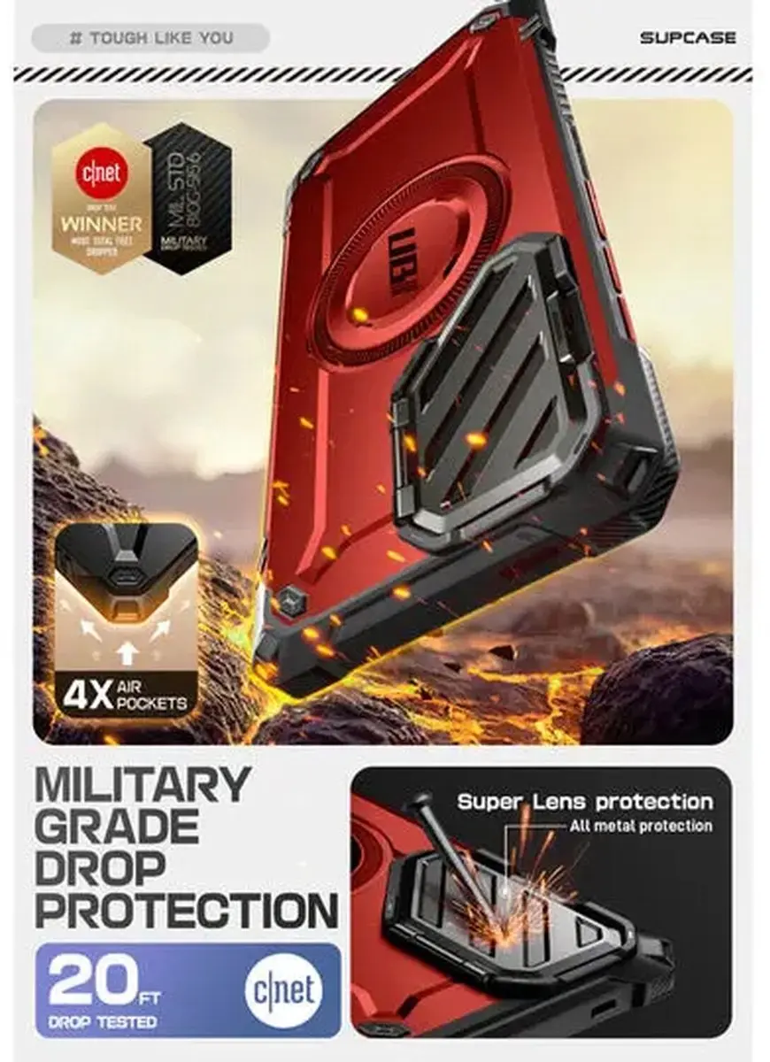 Supcase UB Pro MagXT Hoesje Samsung Galaxy S25 Ultra - Rood - BACK-SPC-MAG-RD-S25U - afbeelding 6 van 6