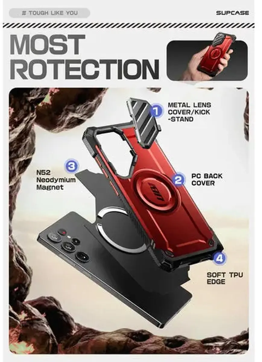 Supcase UB Pro MagXT Hoesje Samsung Galaxy S25 Ultra - Rood - BACK-SPC-MAG-RD-S25U