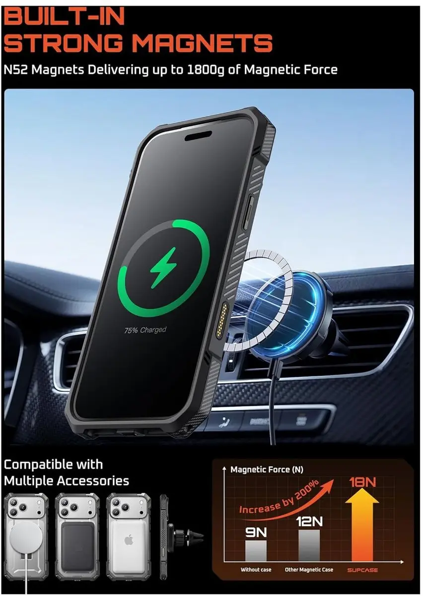 Supcase UB Grip MagSafe Hoes iPhone 17 Pro Max - Zwart - afbeelding 6 van 6