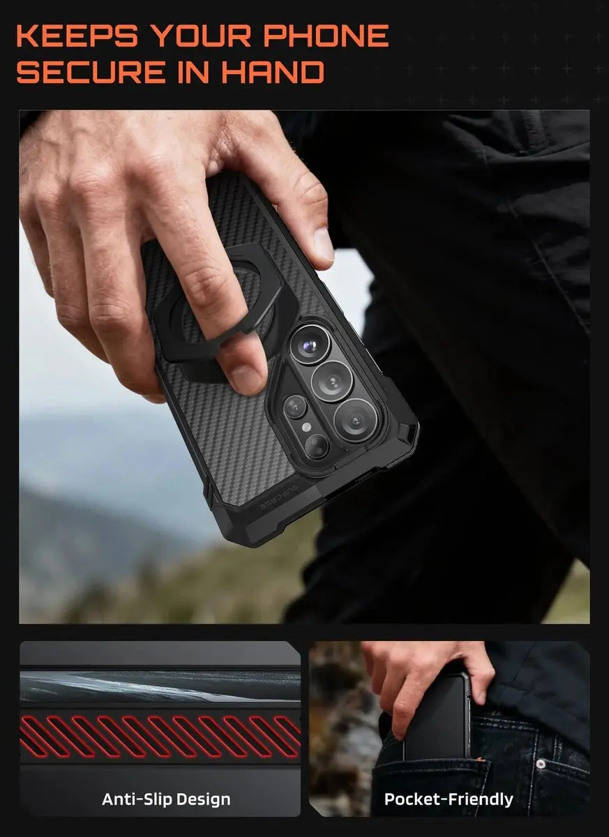 Supcase UB Grip Hoesje Samsung Galaxy S26 Ultra - Aramid Zwart - 14535 - afbeelding 6 van 6