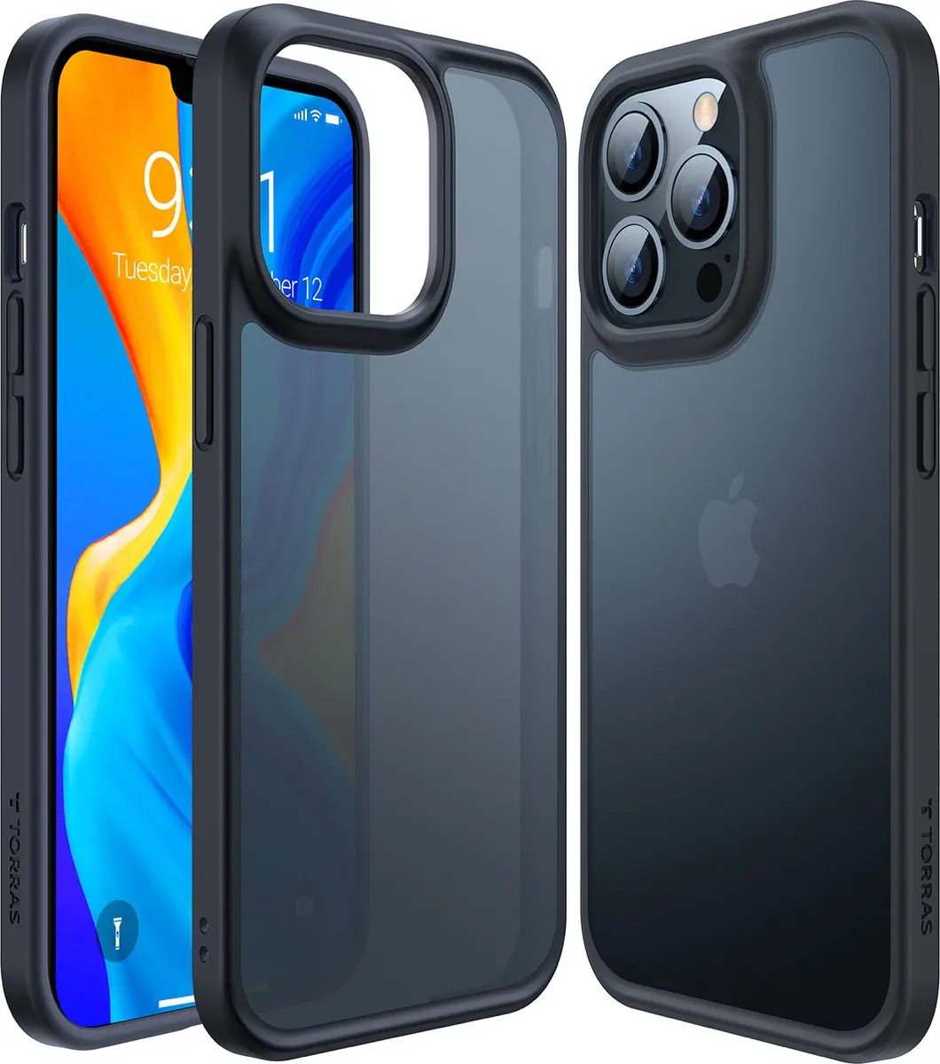 Torras geschikt voor iPhone 13 Pro Max Semi Transparant Shockproof hoesje
