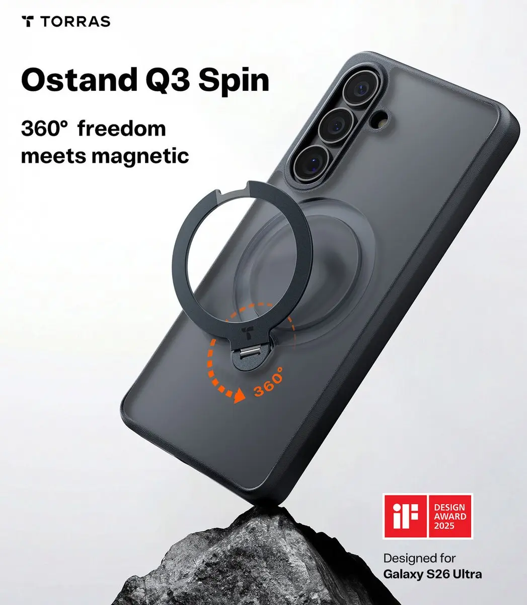 Torras UPro Ostand Spin Hoesje S26 - MagSafe/Zwart - afbeelding 6 van 6